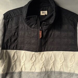 BKE Black and Cream Cable Knit puffer sweatshirt Zip-Up